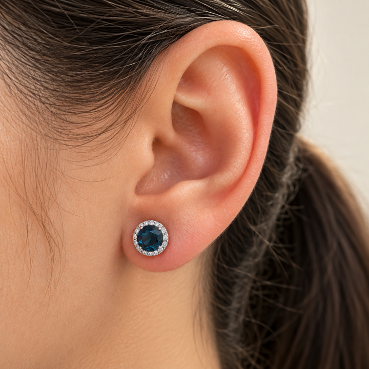 14k Stud Blue Topaz Earrings