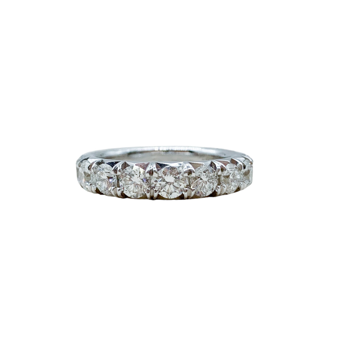 14k White Gold Prong Set 2.00ctw Round Diamond Wedding Band