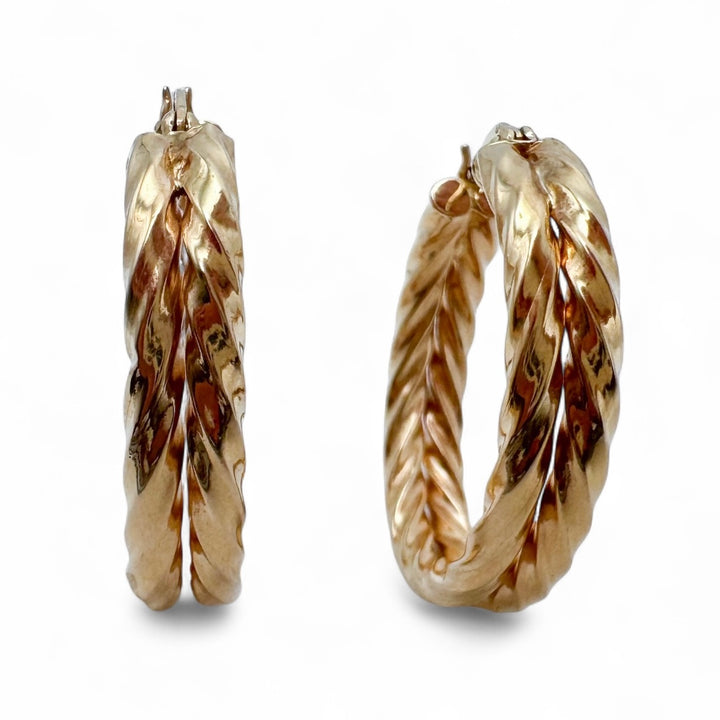 14k Yellow Gold Medium Hoop Estate Earrings