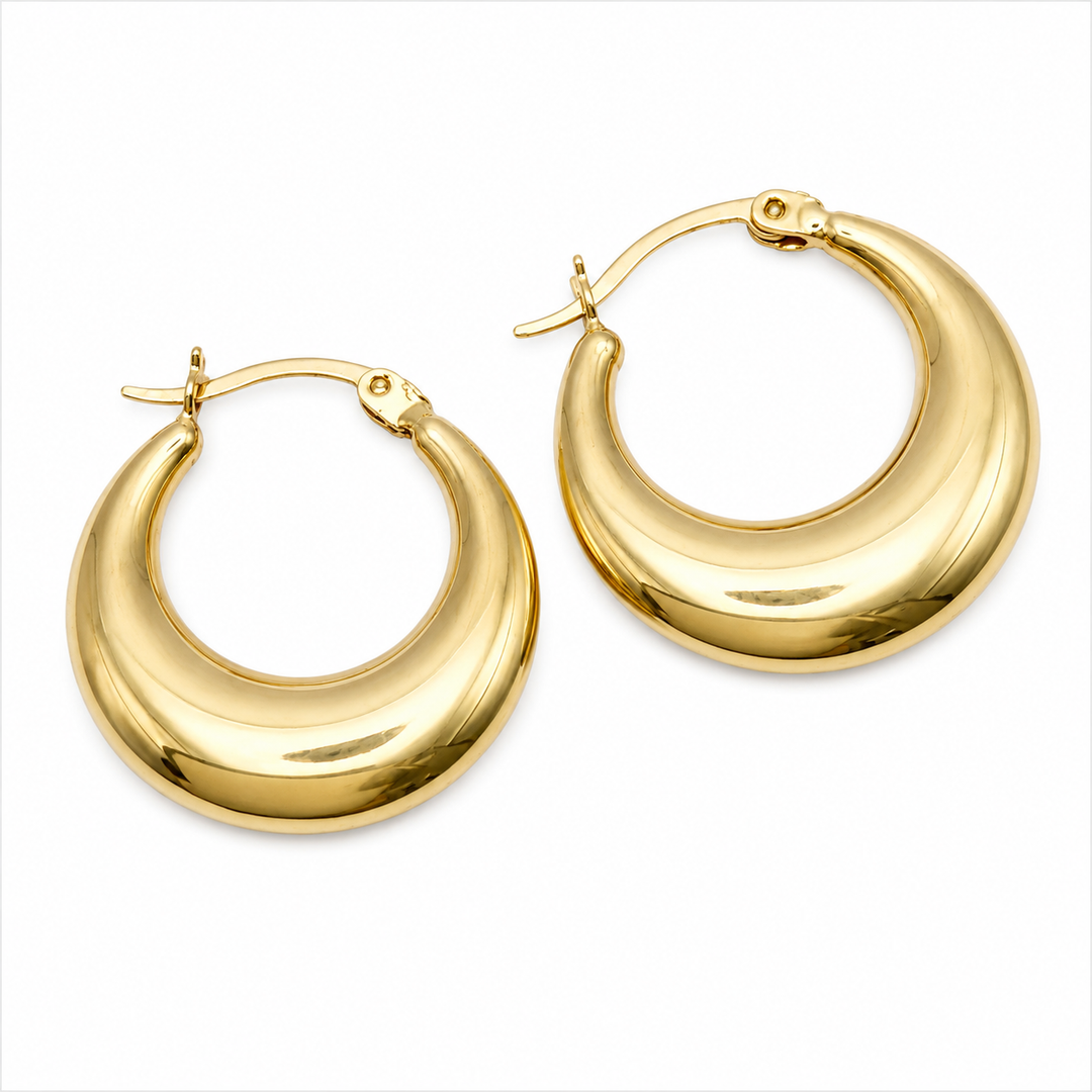 14k Yellow Gold Medium Hoop Earrings