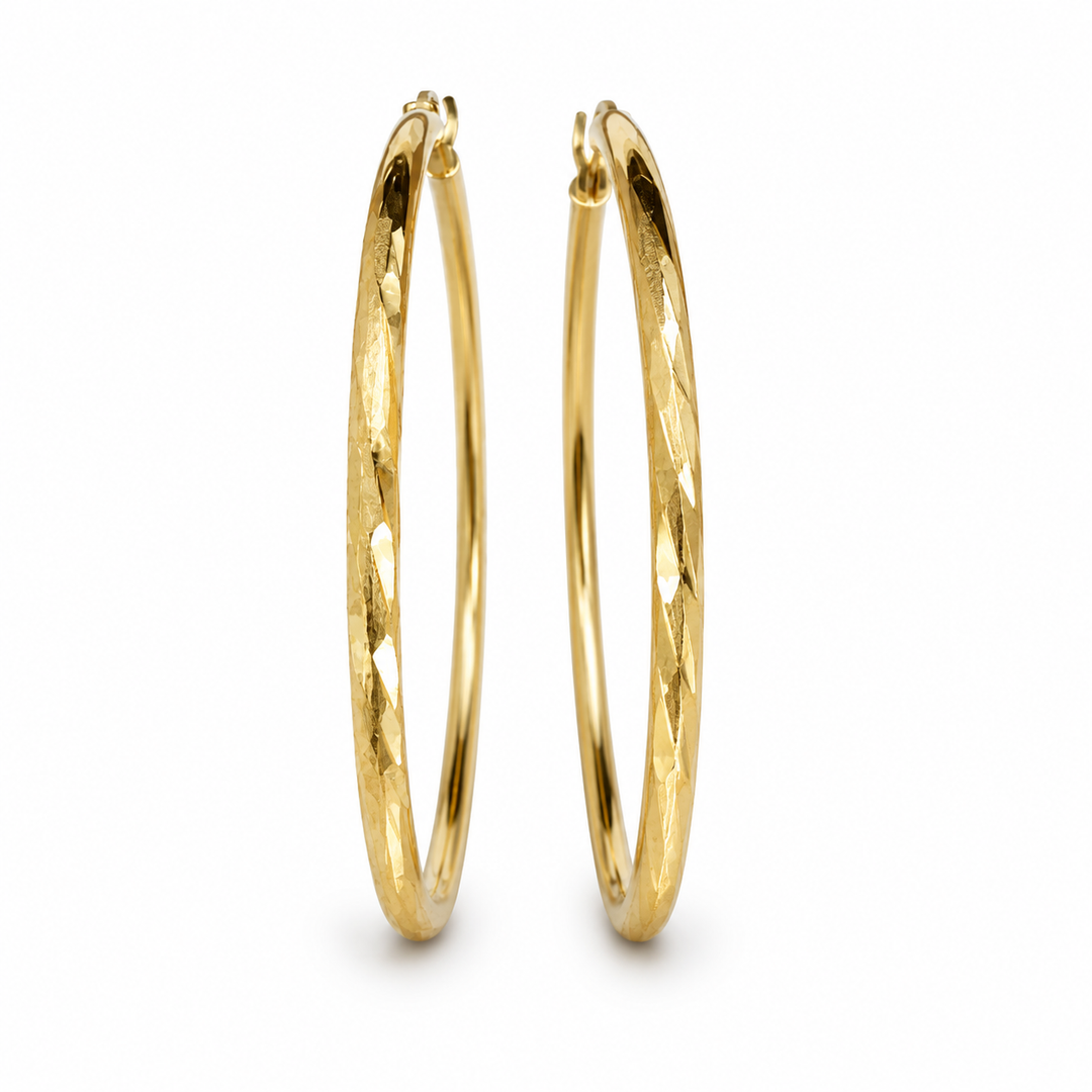 14k Yellow Gold Large Hoop Earrings