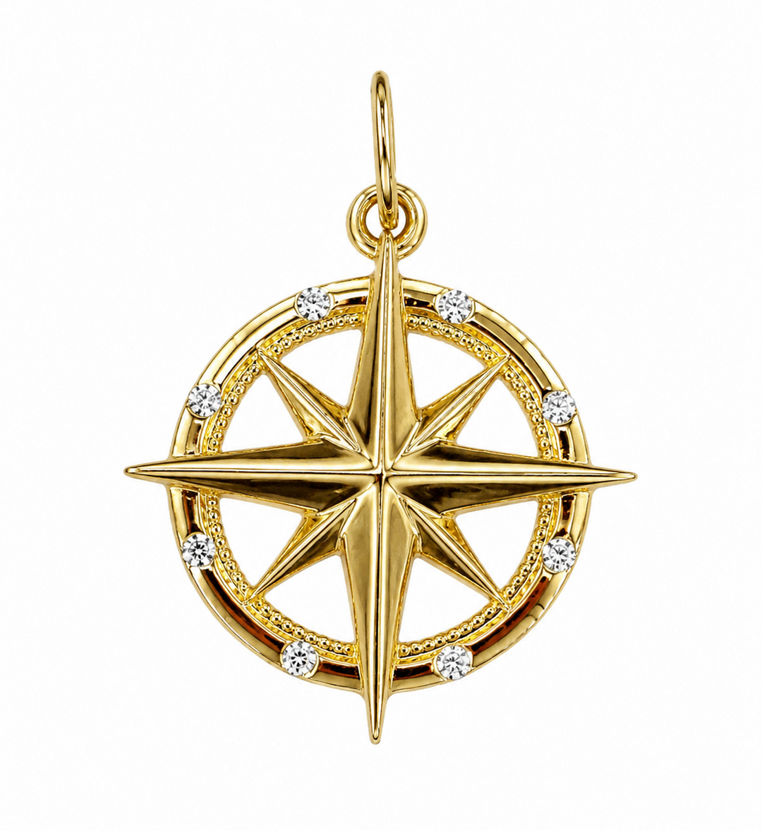 14k Yellow Gold Compass Charm