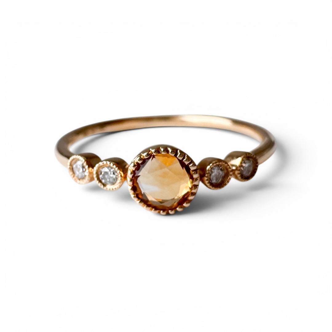 14k Yellow Gold Diamond Gemstone Ring