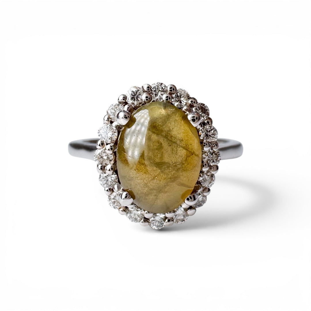 14k White Gold Cat Eye Crysoberyl Ring
