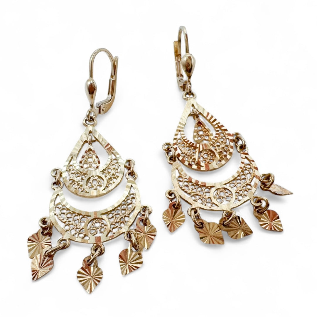 14k Yellow Gold Drop Estate Earrings