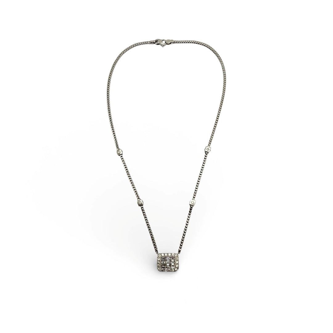 18k White Gold Collar Diamond Estate Necklace