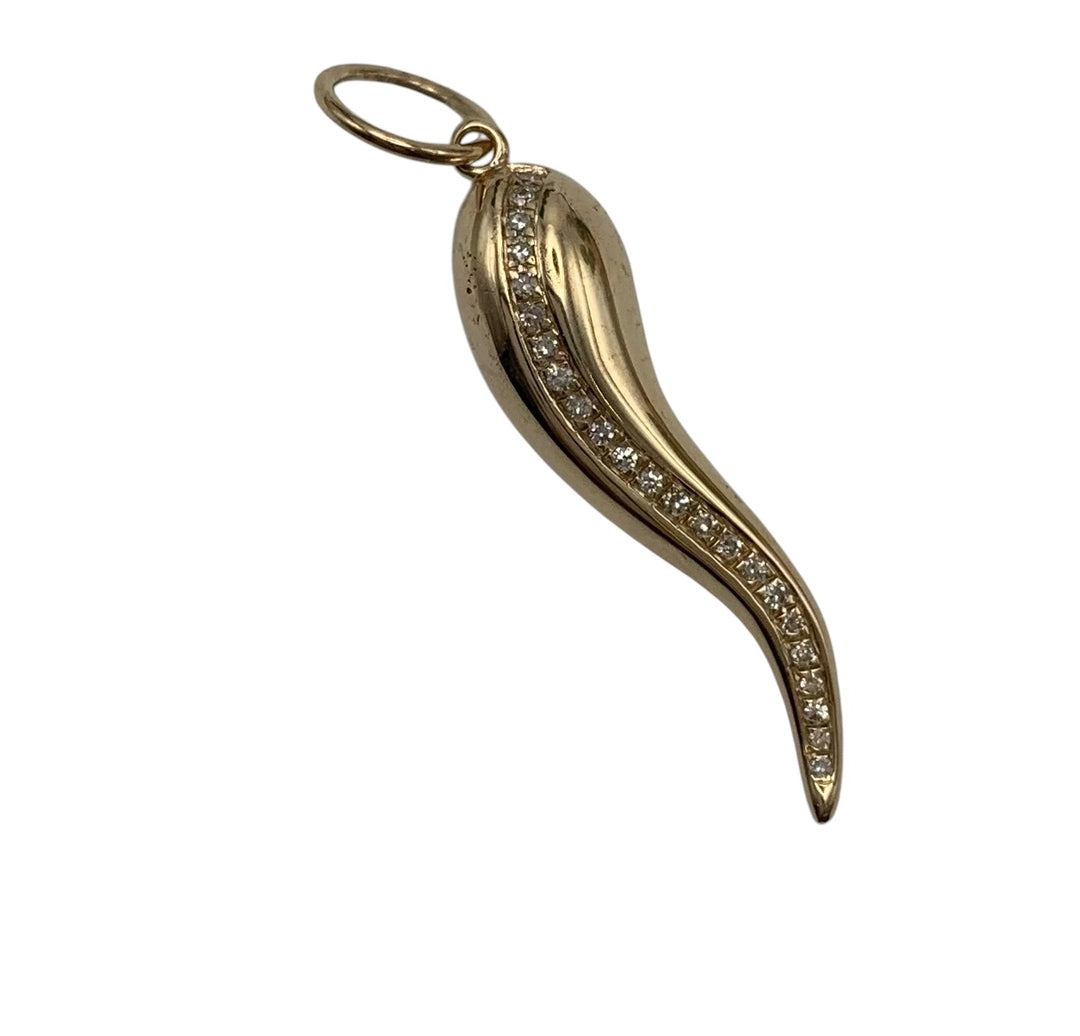 14k Yellow Gold Italian Horn Charm