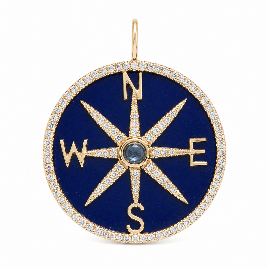 14k Yellow Gold Circle Diamond Pendants