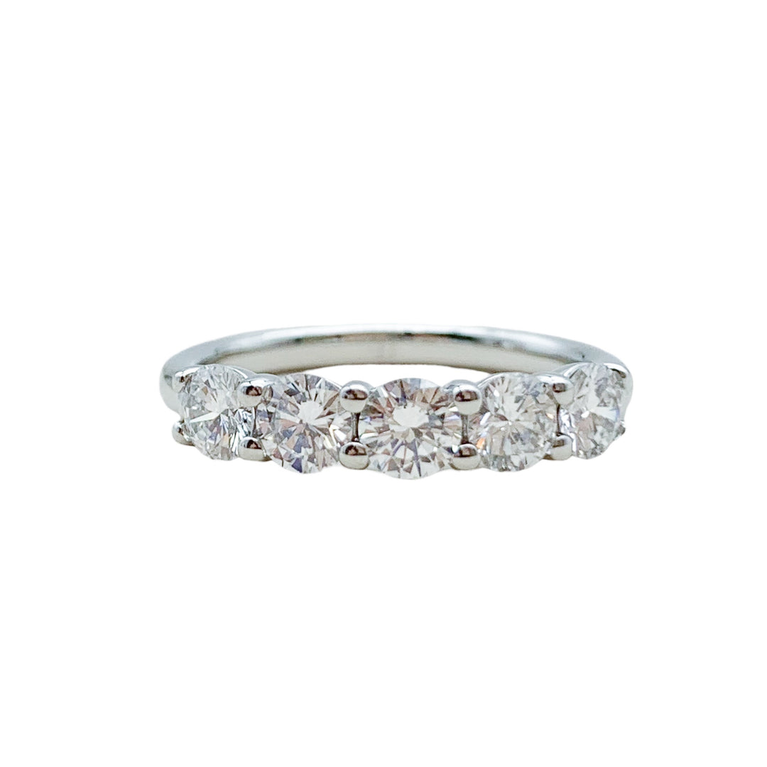 Platinum White Gold Shared Prong 1.19ctw Round Diamond Wedding Band