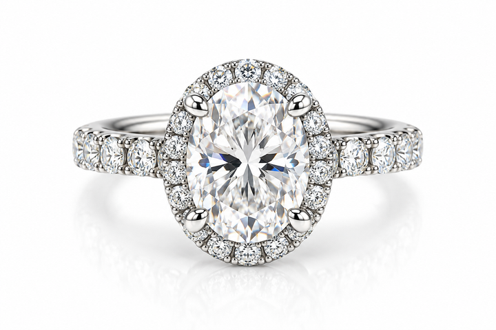 14k White Gold Halo Lab Grown Diamond Engagement Ring 2.00 cttw