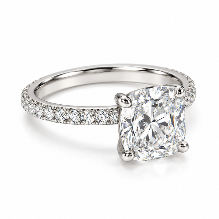 14k White Gold Pave Lab Grown Diamond Engagement Ring 2.20 cttw.