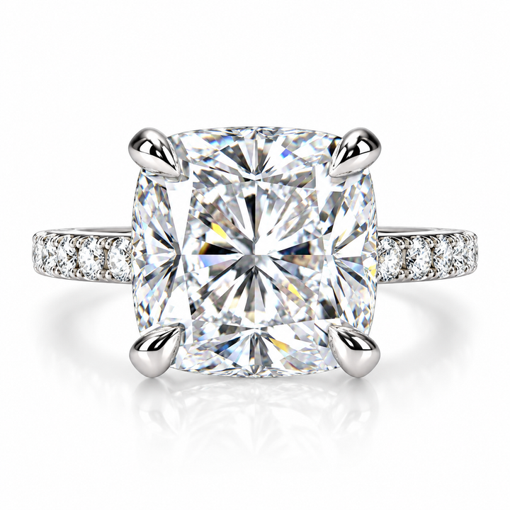 6.14ct Cushion in a 14k White Gold Lab Grown Diamond Engagement Ring