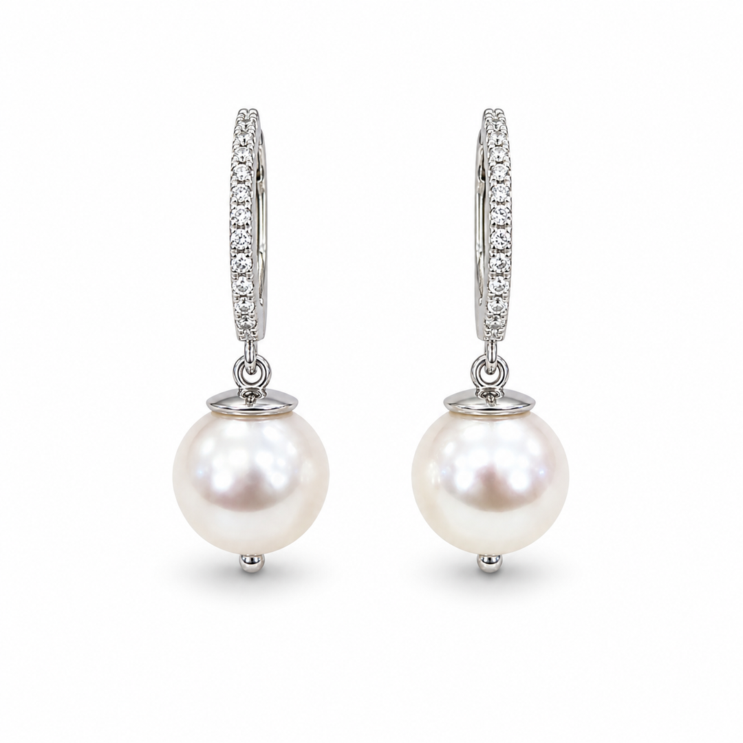 14k Drop Pearl Earrings