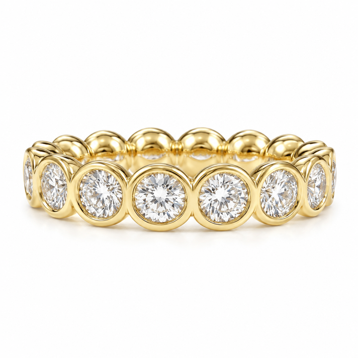 14k Yellow Bezel Set 2.65ctw Round Lab Grown Diamond Wedding Band