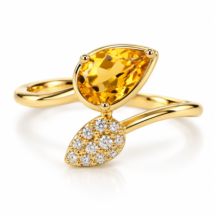 14k Yellow Gold Citrine Gemstone Ring
