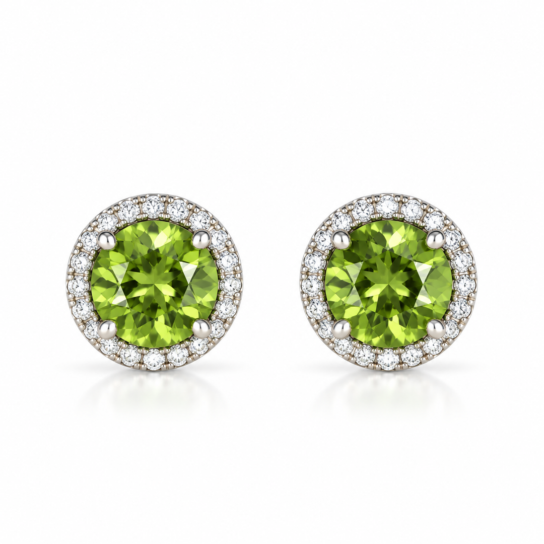 14k Stud Peridot Earrings