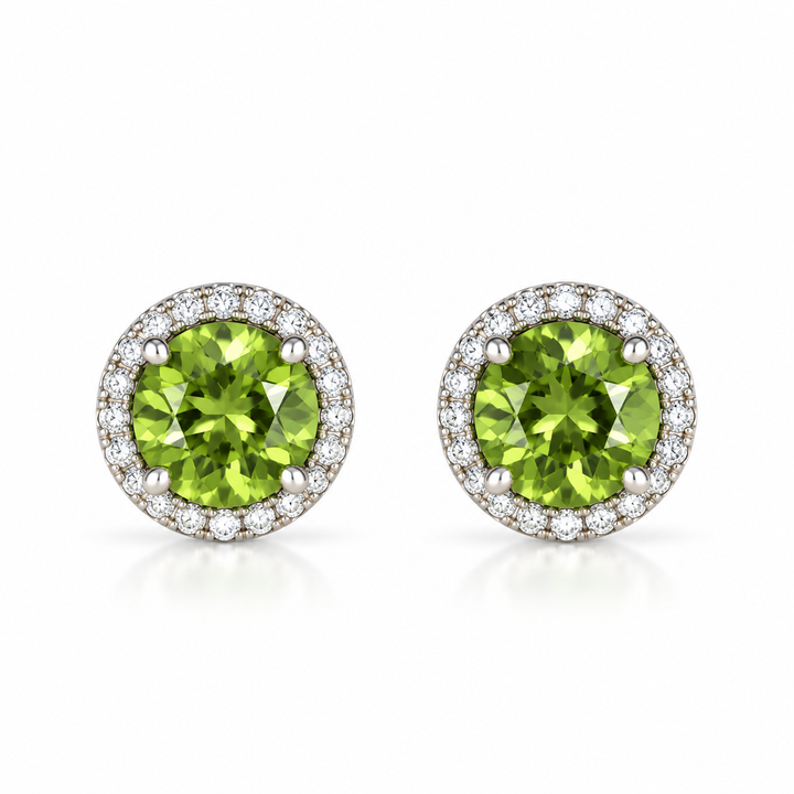 14k Stud Peridot Earrings