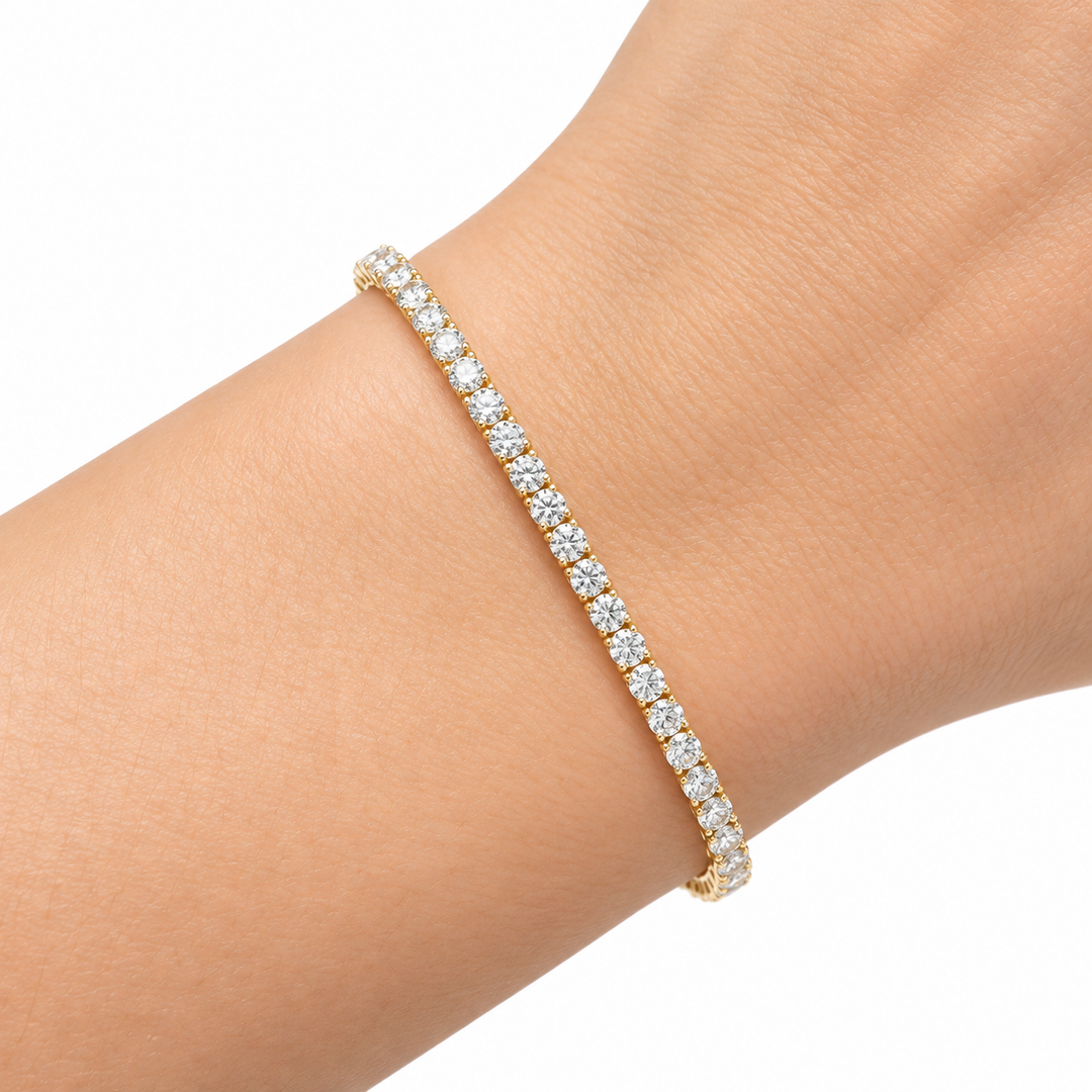 14k Yellow 3ct Tennis Lab Diamond Bracelet