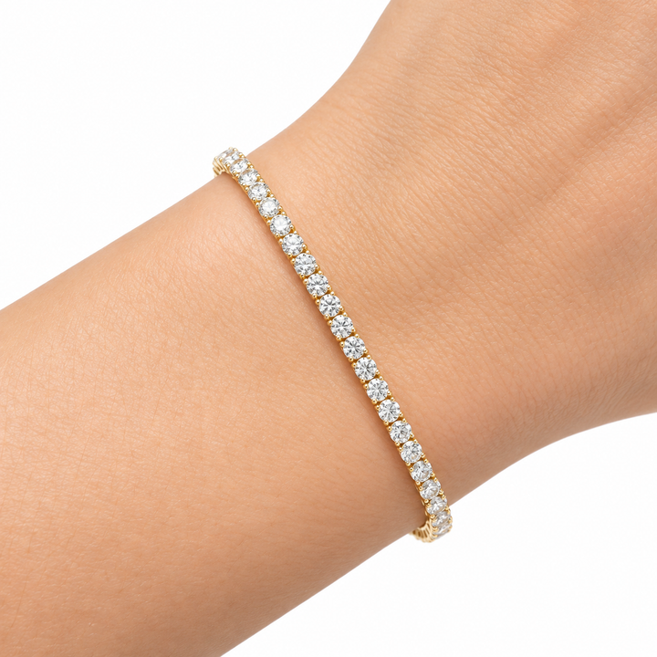 14k Yellow 3ct Tennis Lab Diamond Bracelet