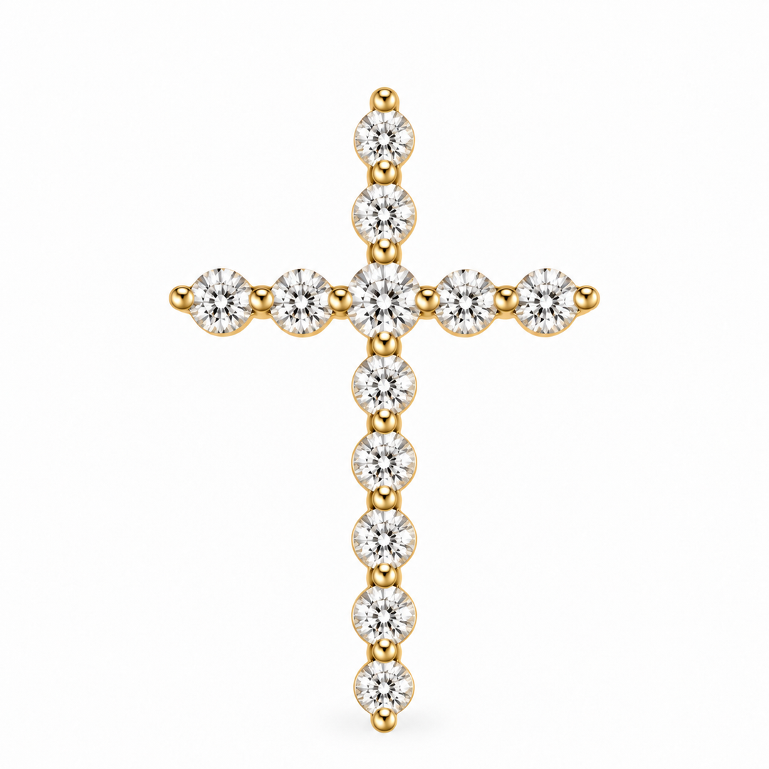 14k Yellow Cross Diamond Pendant