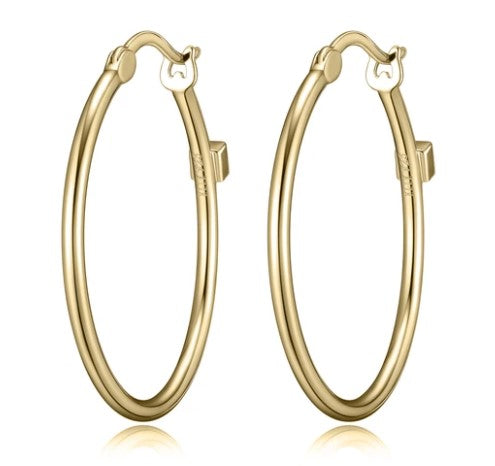 Sterling Silver Yellow Medium Hoop Earrings
