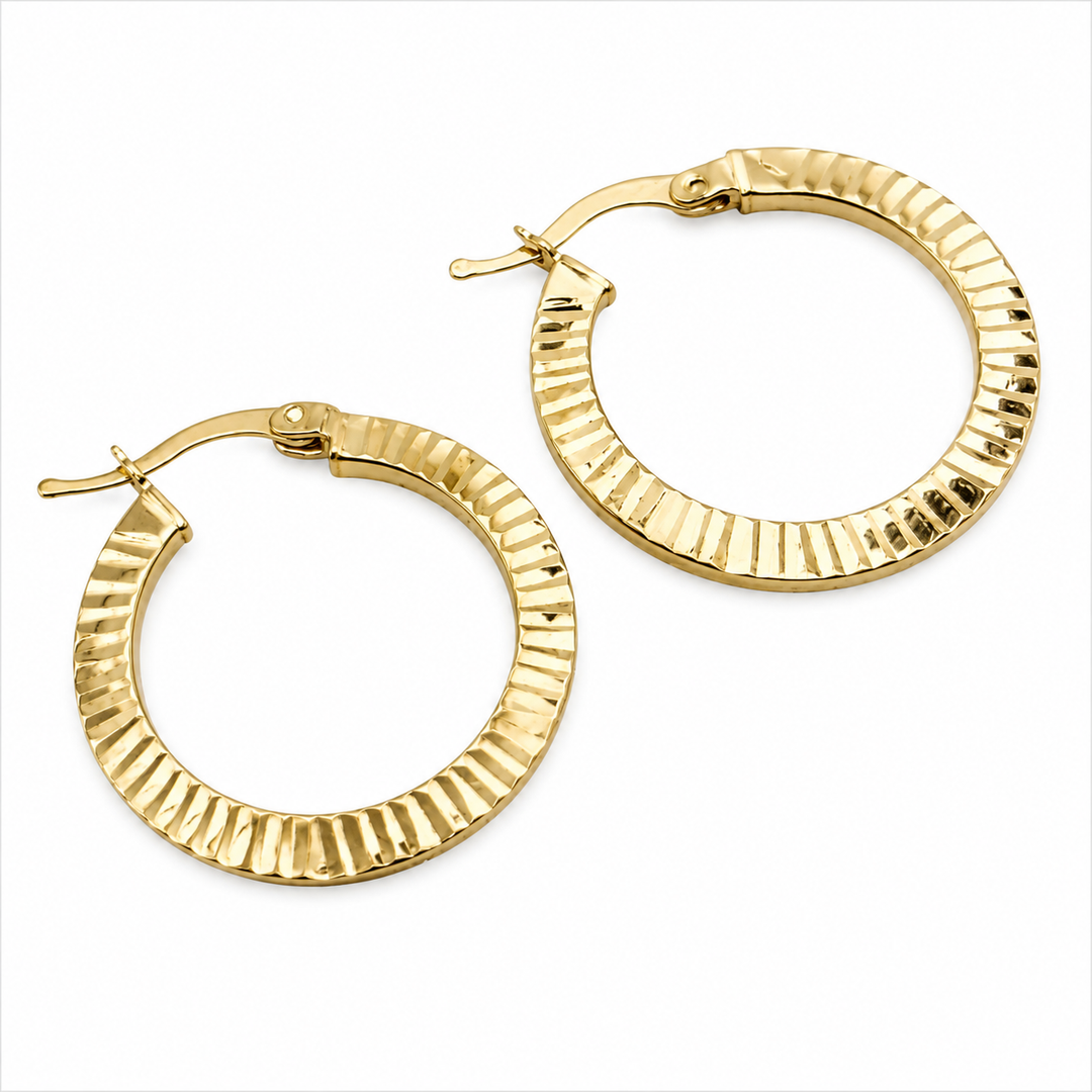 14k Yellow Gold Medium Hoop Earrings