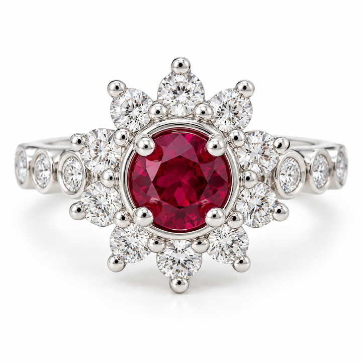 14k White Gold Gemstone Ruby Ring