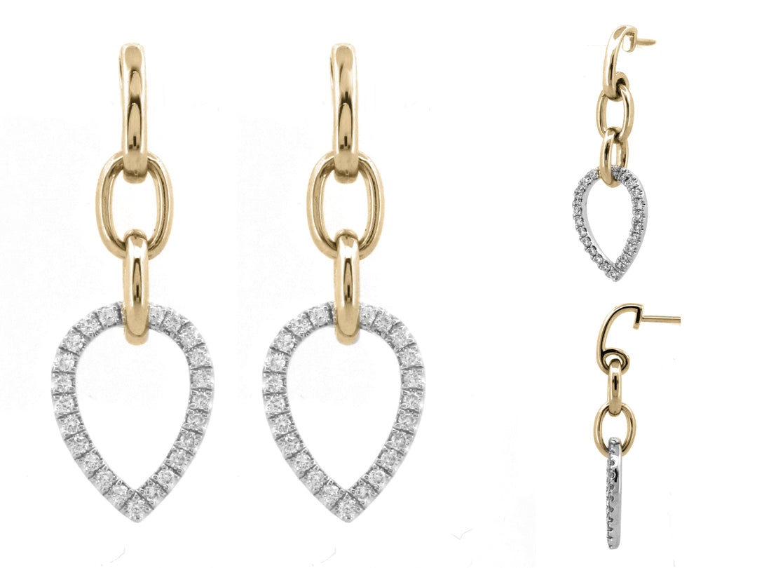 14k Two Tone Drop Diamond Earrings 0.23 cttw