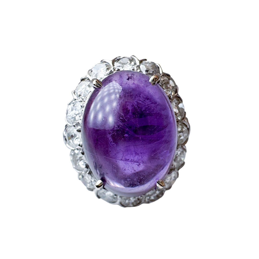 Platinum White Gold Antique Amethyst Estate Ring