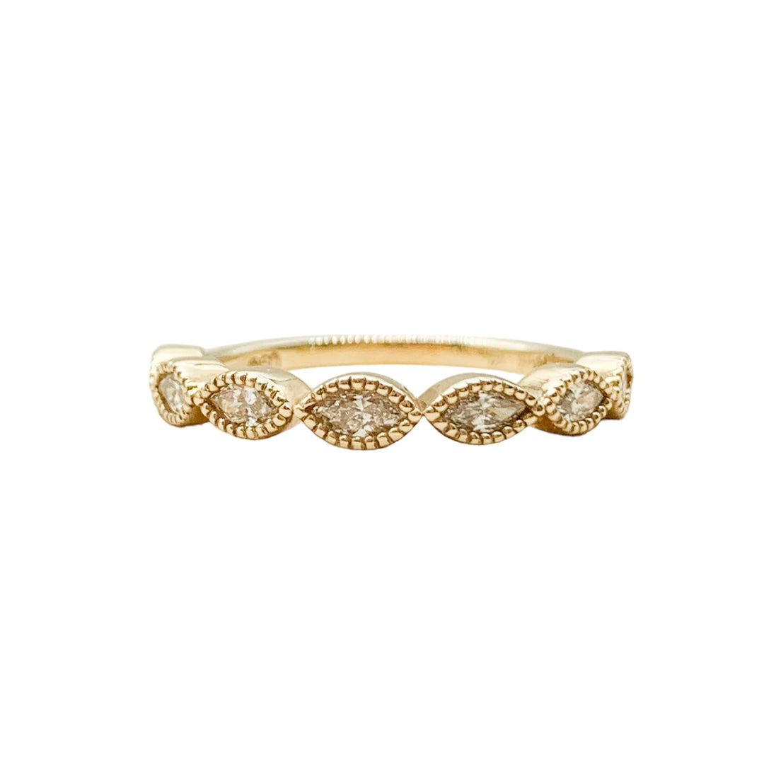 14k Yellow Gold Bezel Set 0.50ctw Marquise Diamond Wedding Band