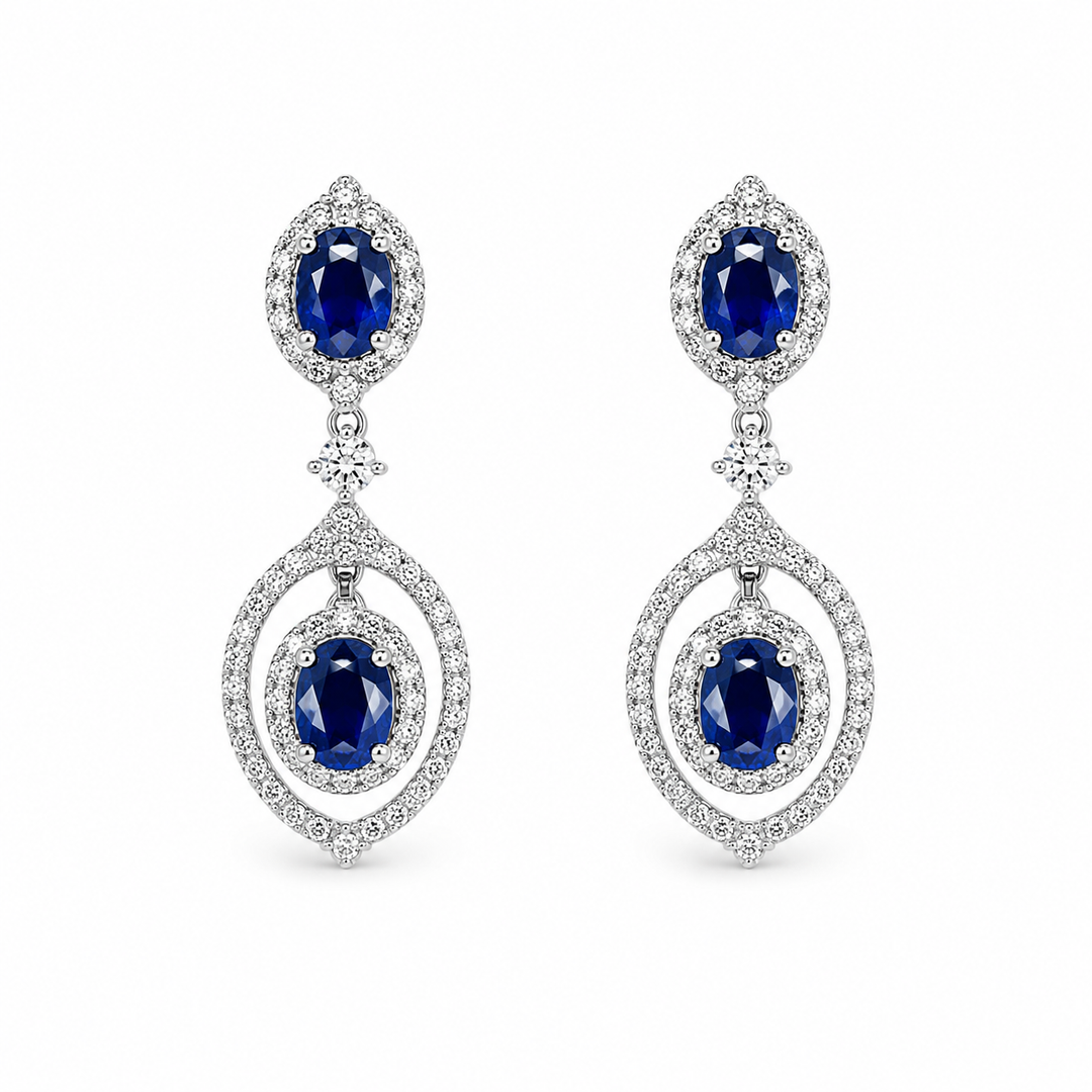 18k Drop Sapphires Earrings