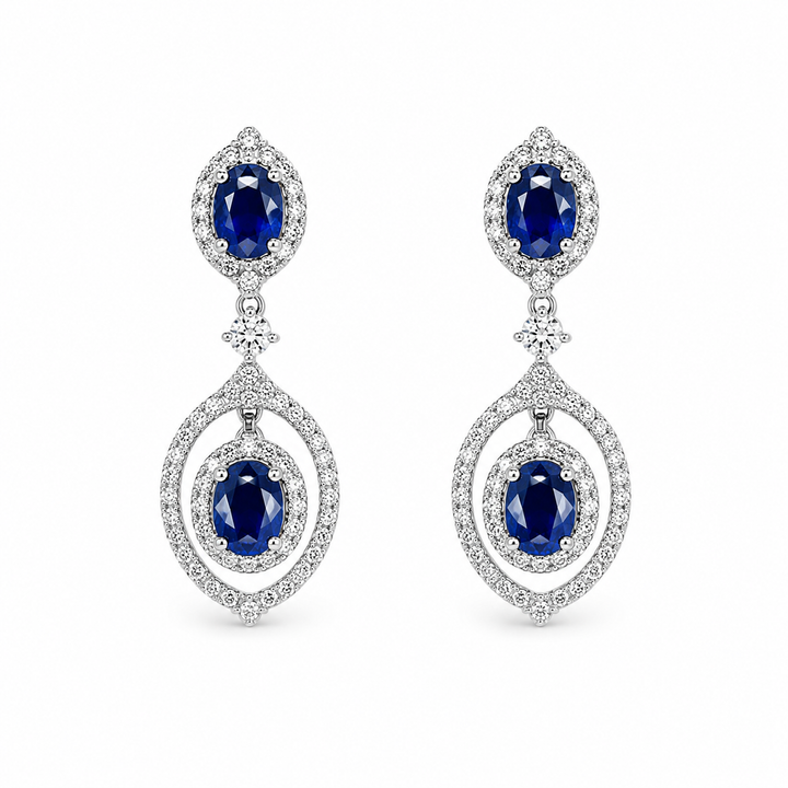 18k Drop Sapphires Earrings
