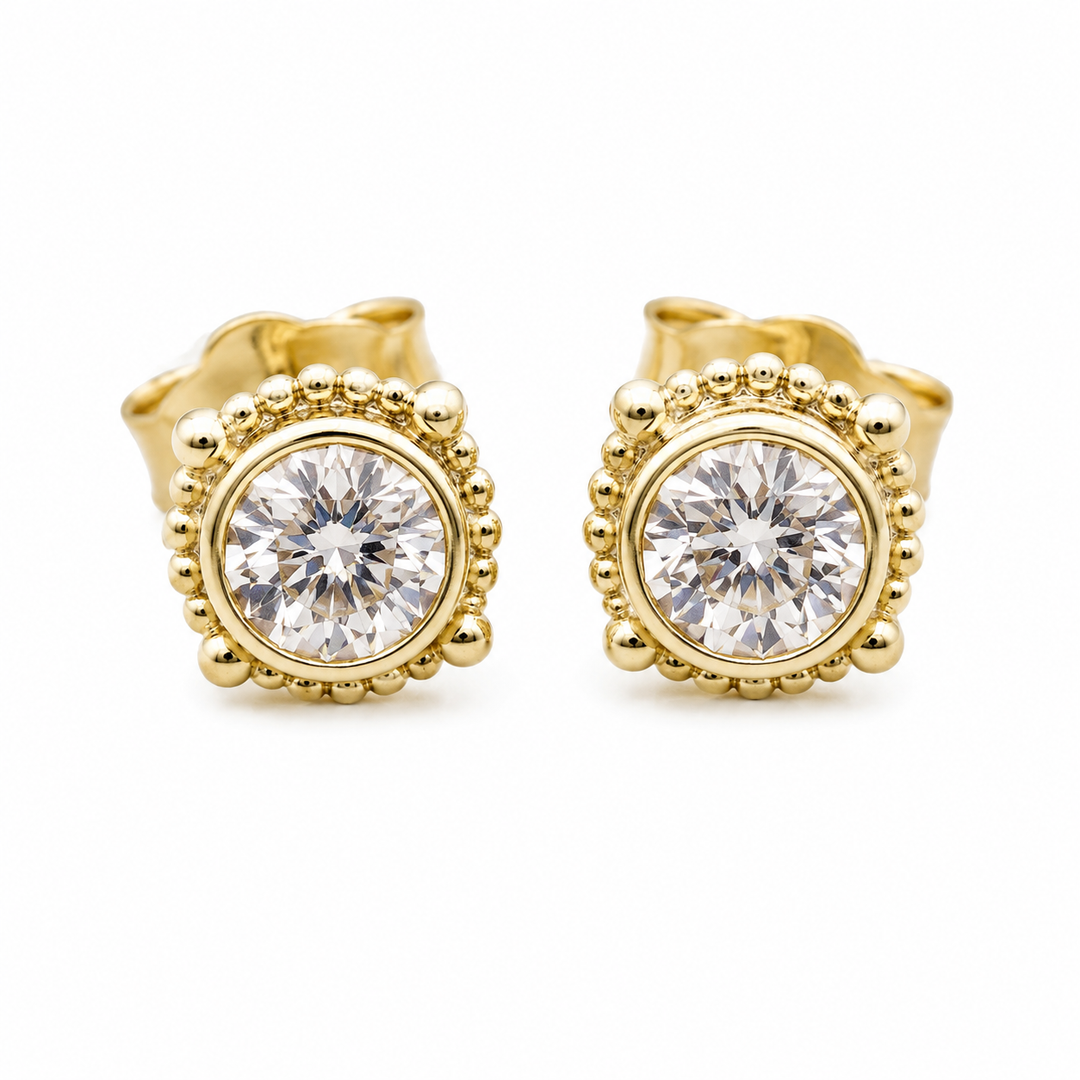 14k Yellow Gold Stud Diamond Earrings 0.34 cttw