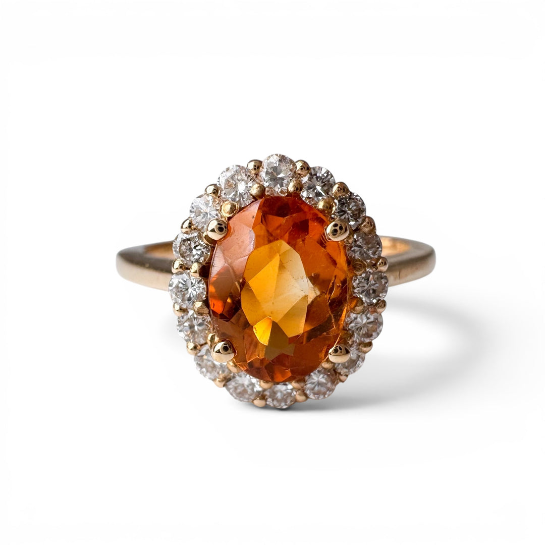 14k Yellow Gold Citrine Halo Ring