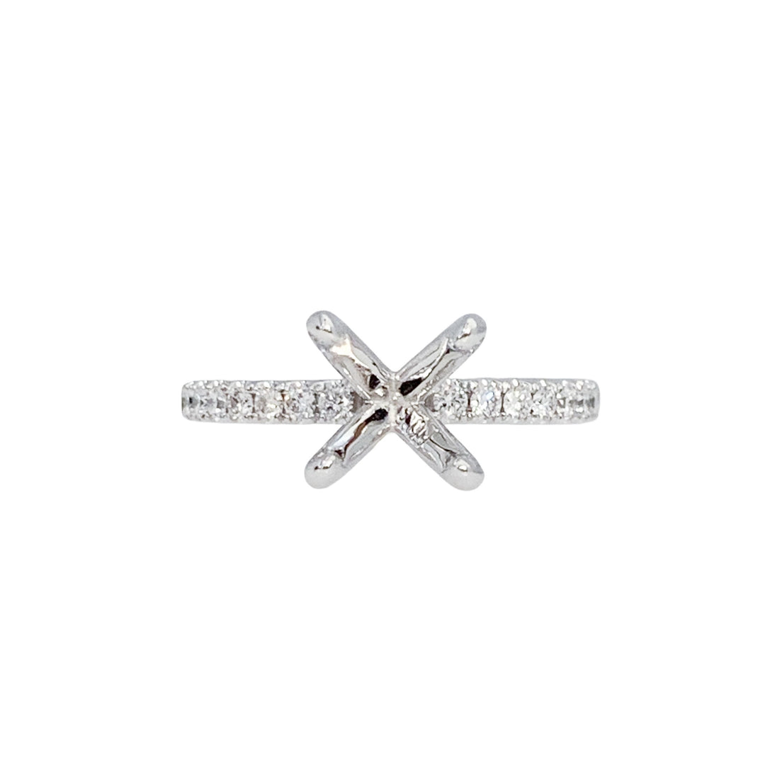 14kt White Pave Engagement Ring Mounting
