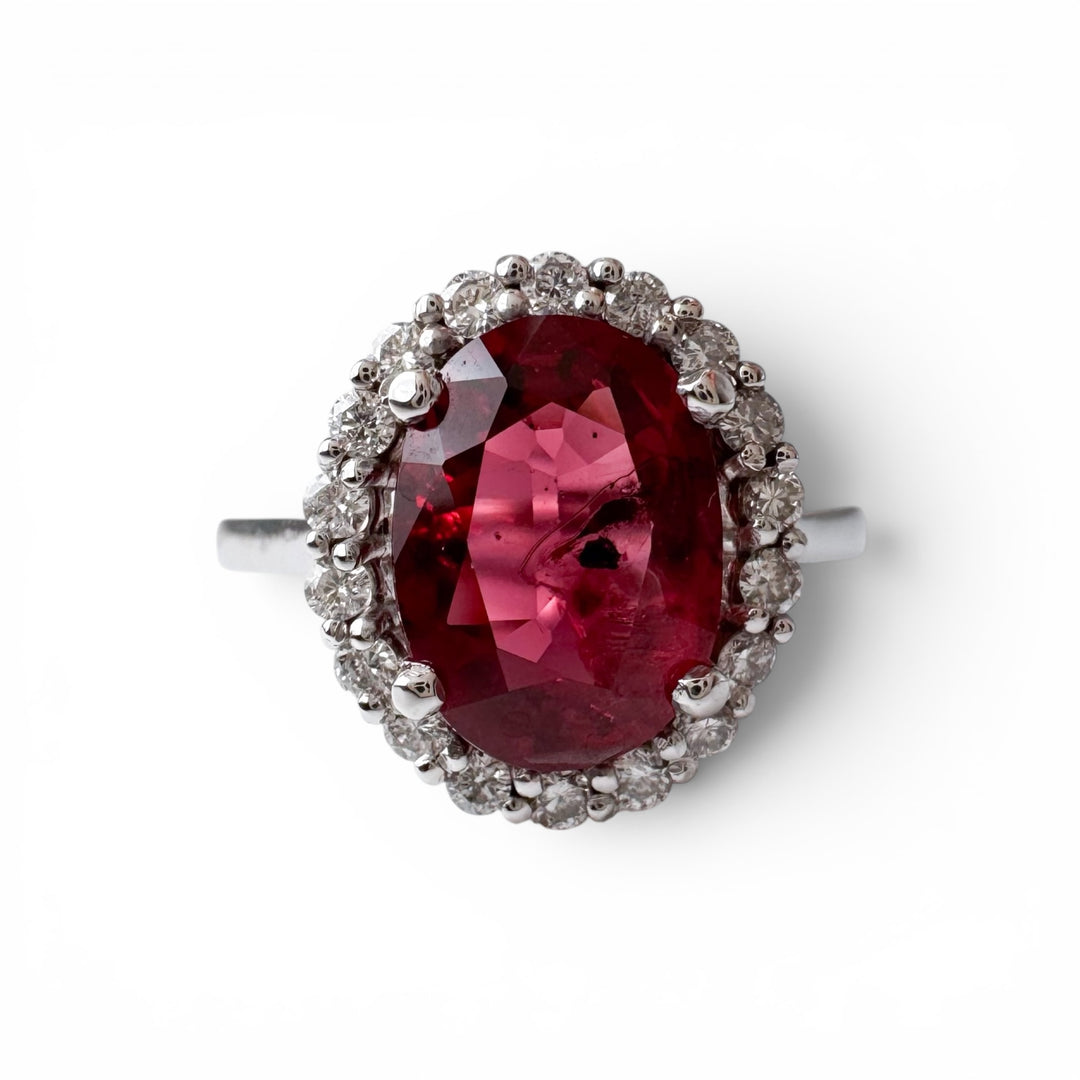 14k White Gold Spinel Halo Ring