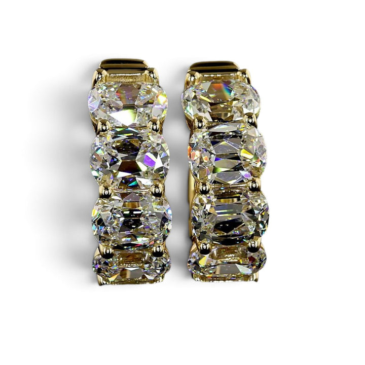 14k Yellow Lab Grown Cushion Diamond Huggie Earrings 4.98 cttw