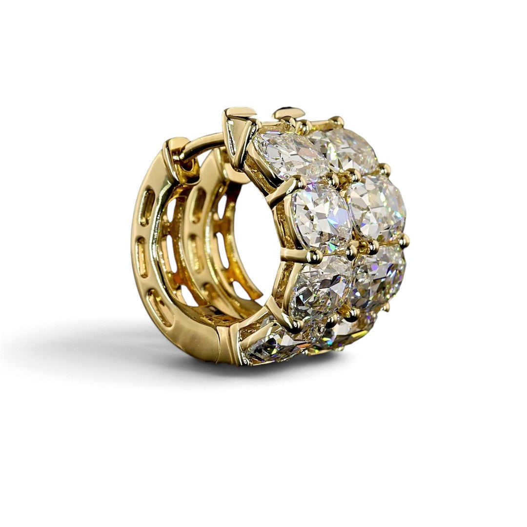 14k Yellow Lab Grown Cushion Diamond Huggie Earrings 4.98 cttw