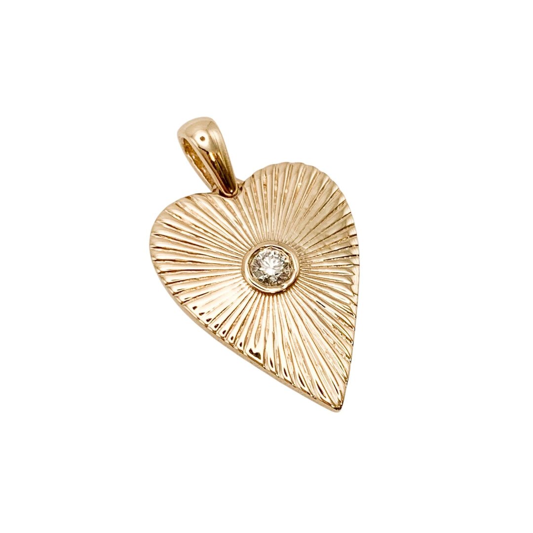 14k Yellow Gold Heart Diamond Pendants