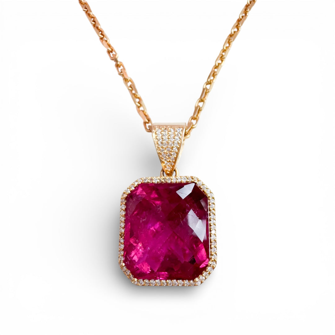 14k Yellow Gold Rubellite Tourmaline Pendant