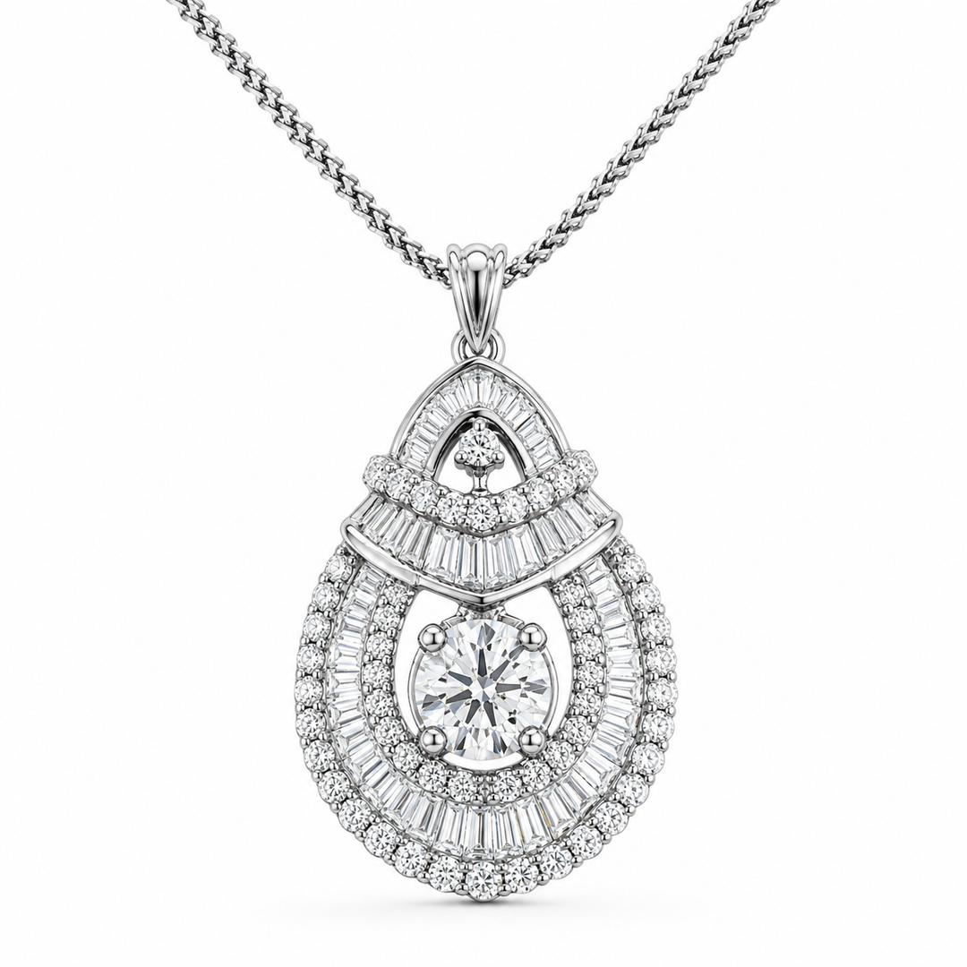 18k White Diamond Estate Pendant