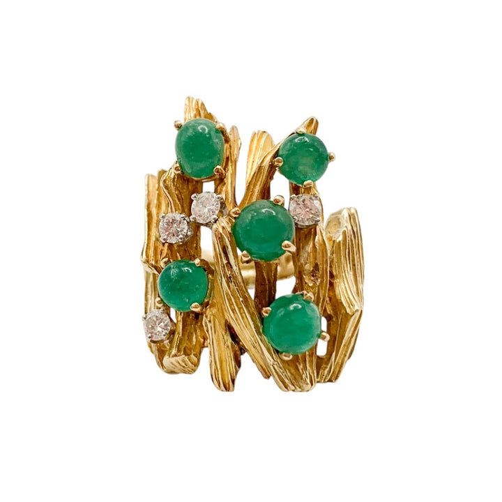 18k Yellow Gold Estate Emerald Designer Ring