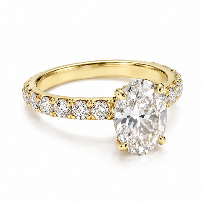 14k Yellow Gold Prong Set Engagement Ring 1.52ct GVS2 Oval Natural Diamond