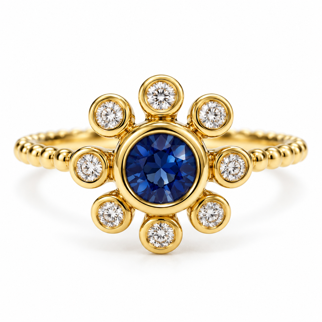 14k Yellow Gold Sapphire Gemstone Ring