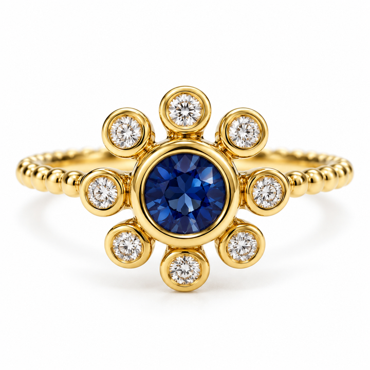 14k Yellow Gold Sapphire Gemstone Ring