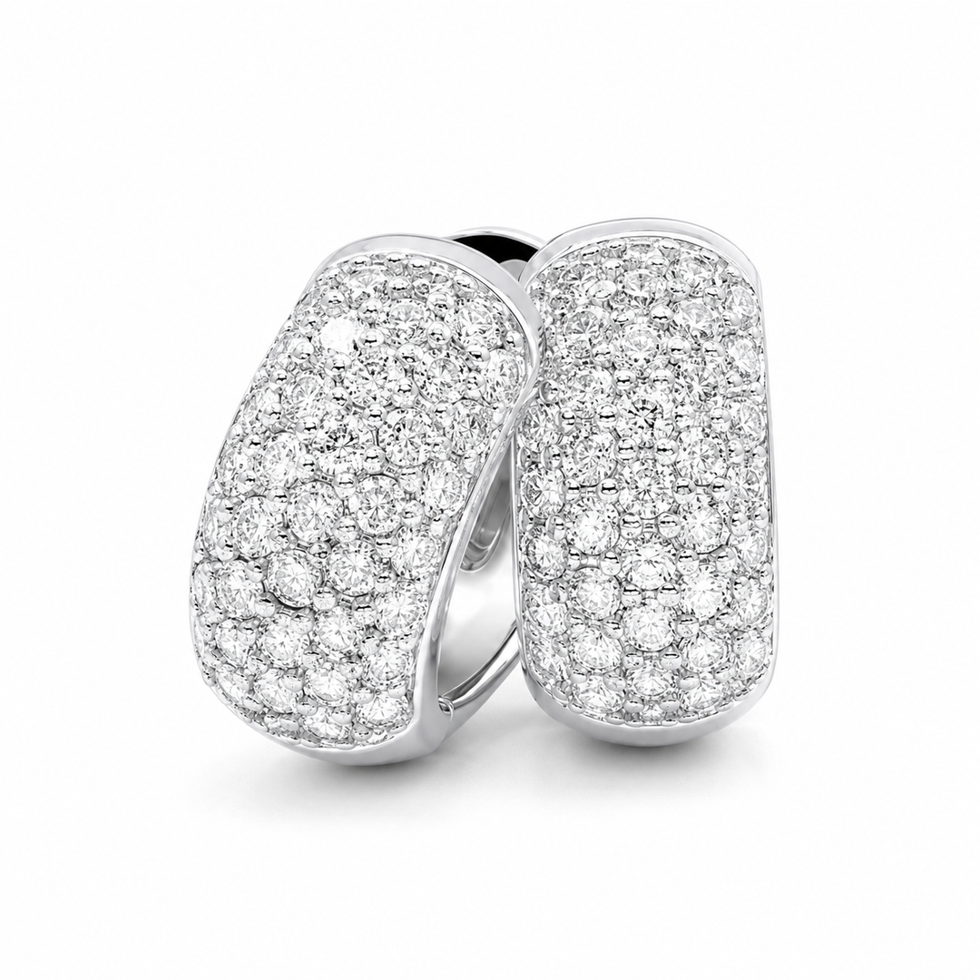 14k White Gold Huggies Diamond Earrings 1.48 cttw