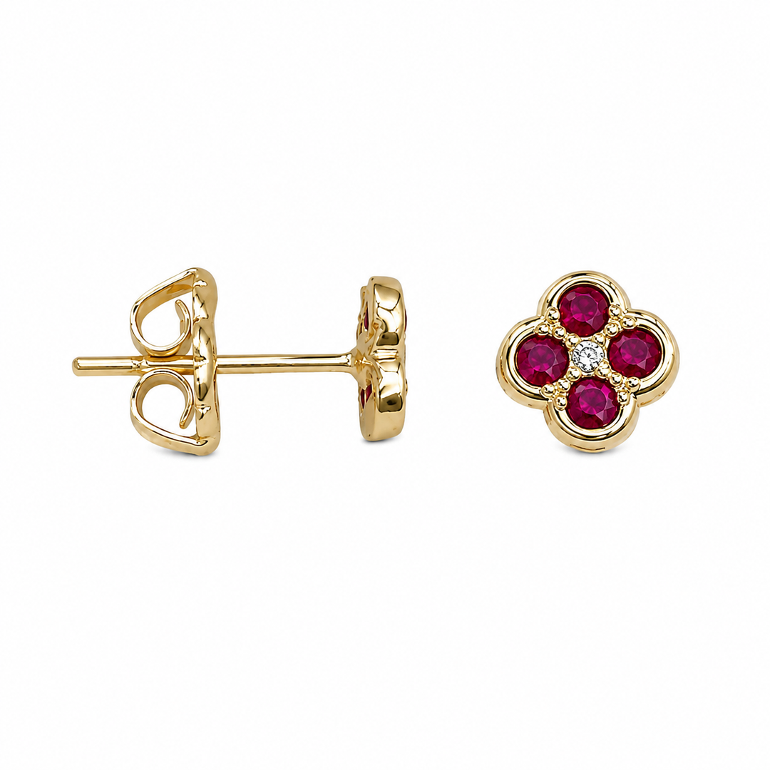 14k Stud Rubies Earrings