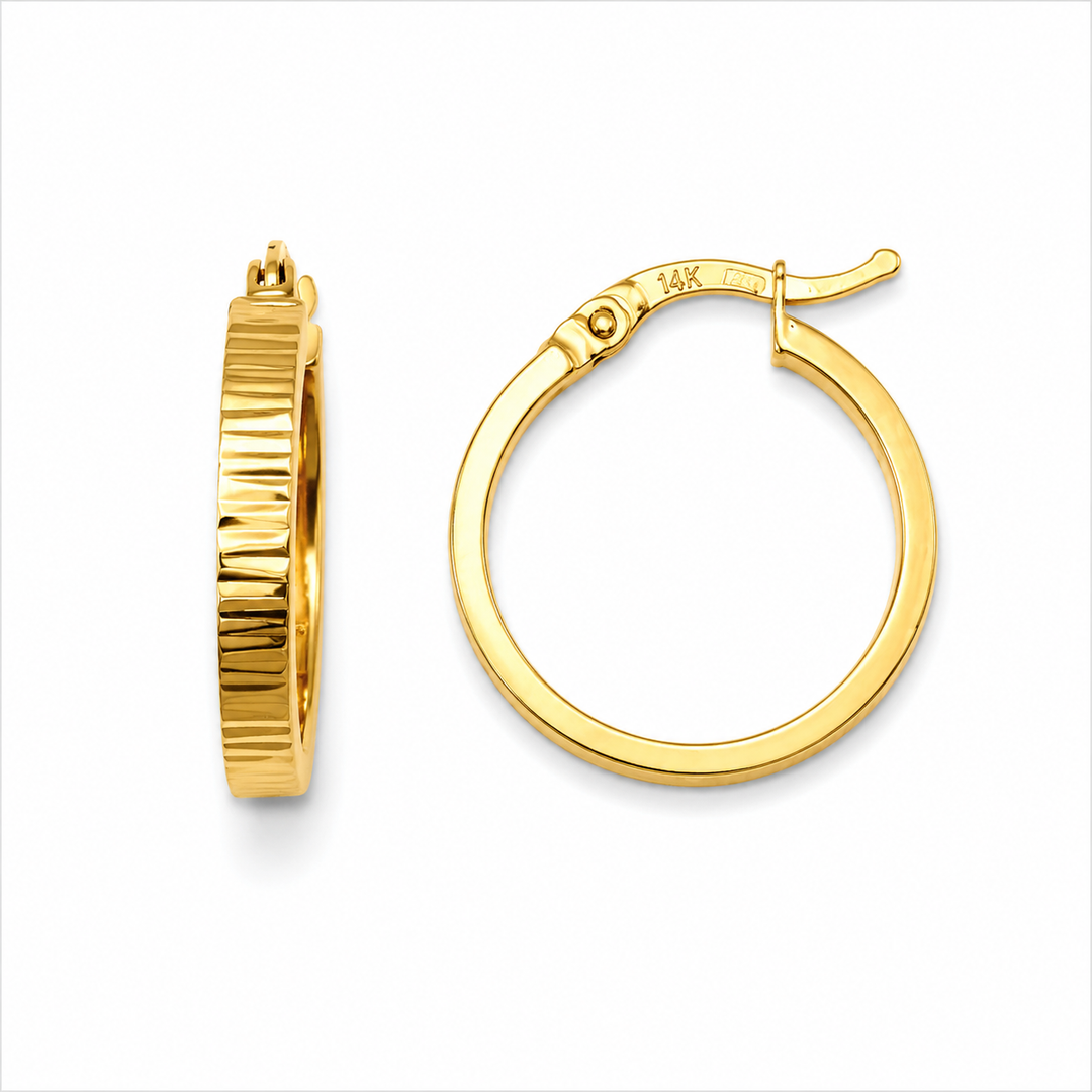 14k Yellow Gold Medium Hoop Earrings