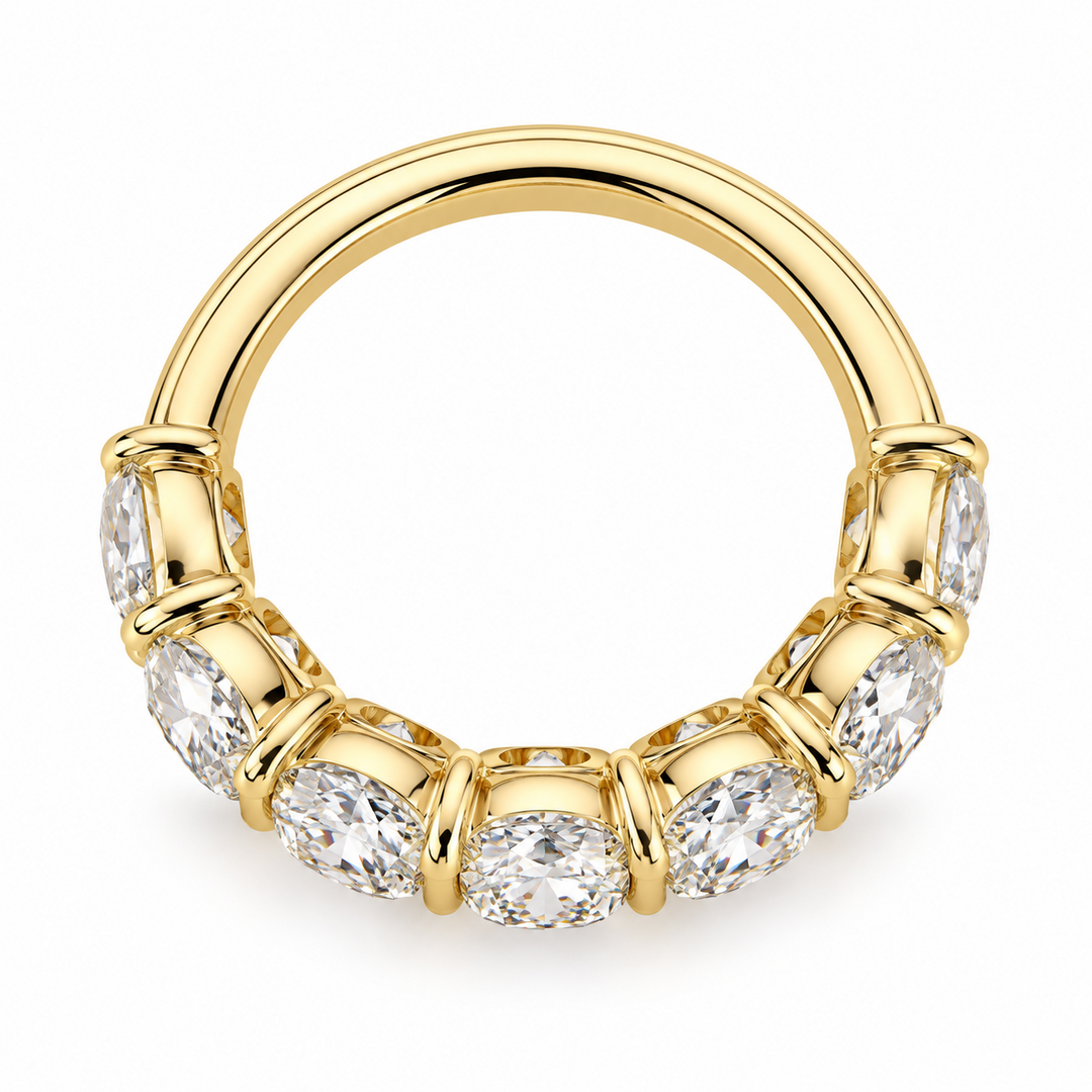 14k Yellow Shared Prong 4.73ctw Cushion Lab Grown Diamond Wedding Band