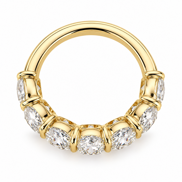 14k Yellow Shared Prong 4.73ctw Cushion Lab Grown Diamond Wedding Band